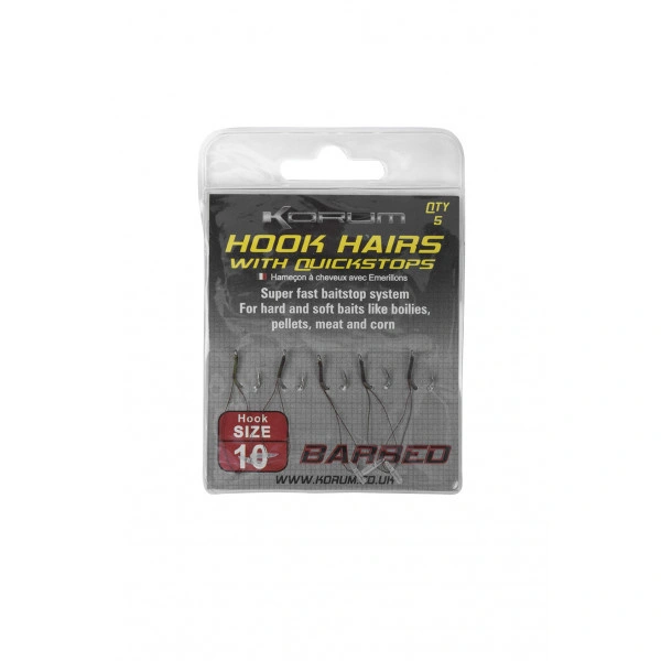 KORUM Barbed Hook Hairs With Quickstops 3 KORUM Barbed Hook Hairs With Quickstops